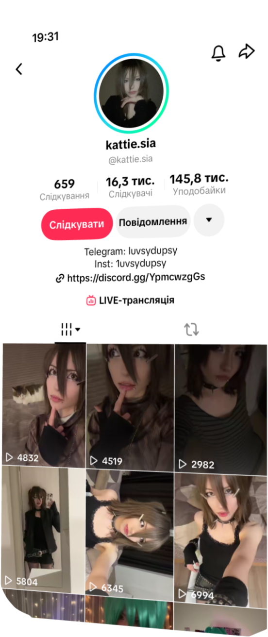 Профиль стримера в TikTok